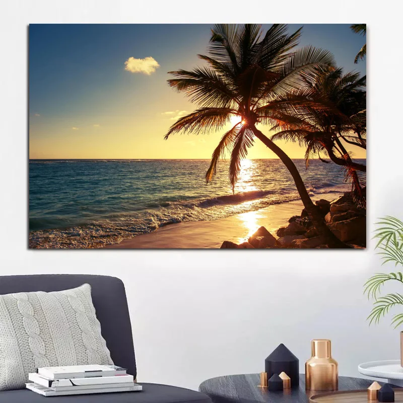 Настенная картина с изображением заката пляжа Морского Пейзажа | Дом и сад