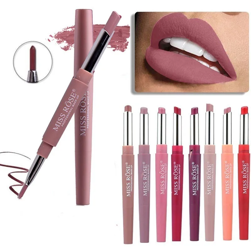 

Matte Lipstick Lip Liner 2 In 1 Brand Makeup Lipstick Matte Durable Waterproof Nude Red Lipstick Lips Make Up