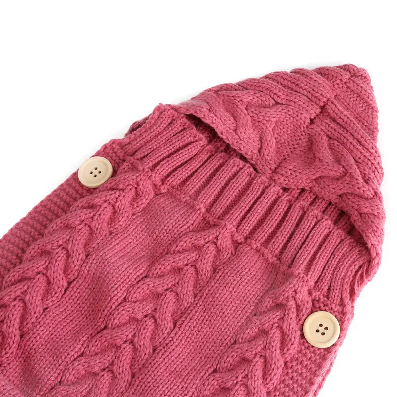 

Baby Boy Girl Knit Crochet Swaddle Wrap Sleeping Bag Blanket Solid Buttons Winter Warm Sleeping Bag