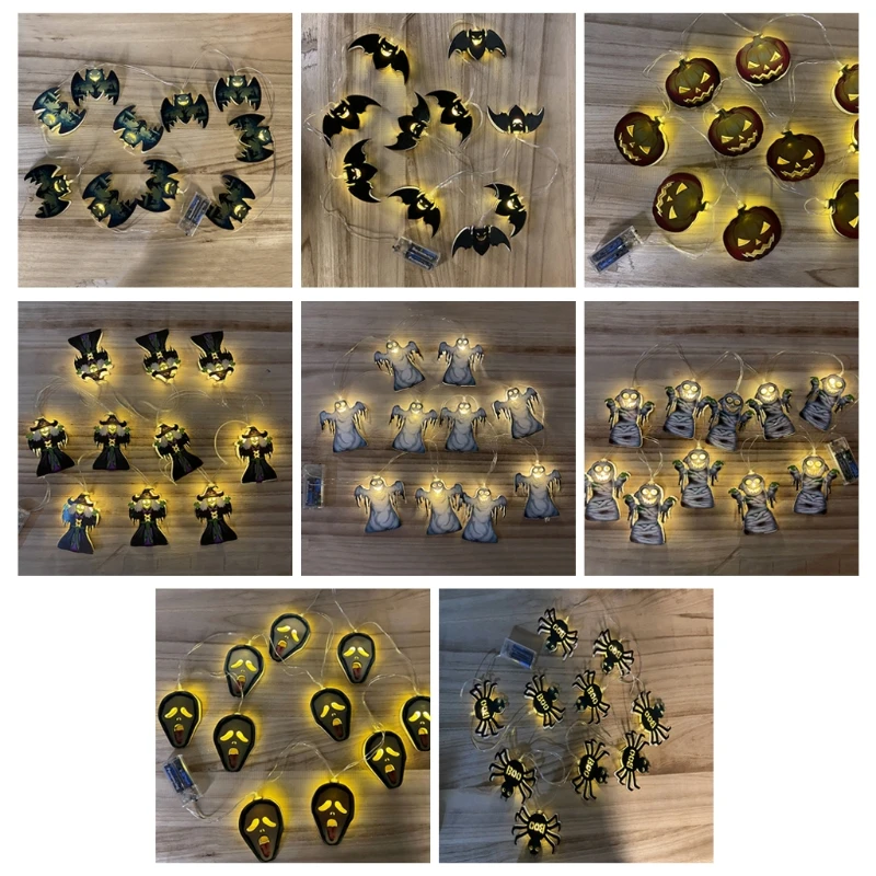 

Halloween Hollow Glowing String Lights 8 Styles String Lights LED Decorative String Battery Powered Light for Halloween Party De