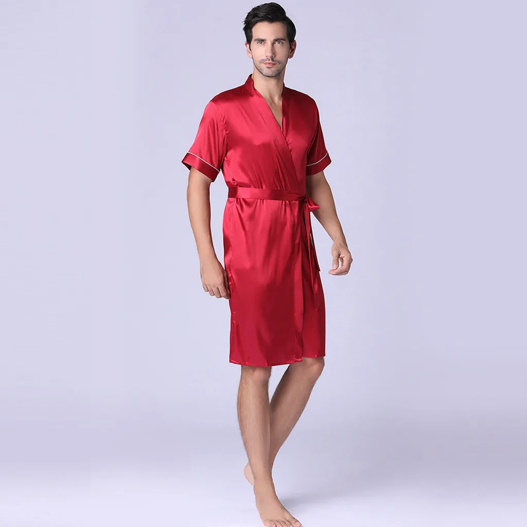 Халат-кимоно Мужской Шелковый с длинным рукавом шелковая пижама для дома