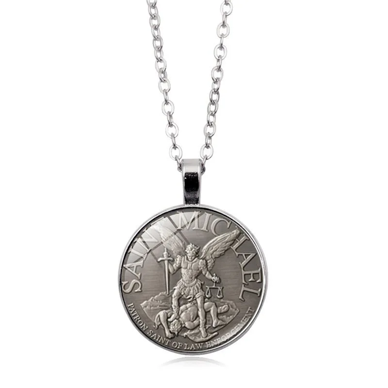 XSWX2179-Silver Мужское ожерелье, Archangel St. Майкл, защитите меня, Сейнт щит, защита, шарм, русский орходокс, подвеска, цепочка, ожерелье - Metal Color: XSWX2179-Silver