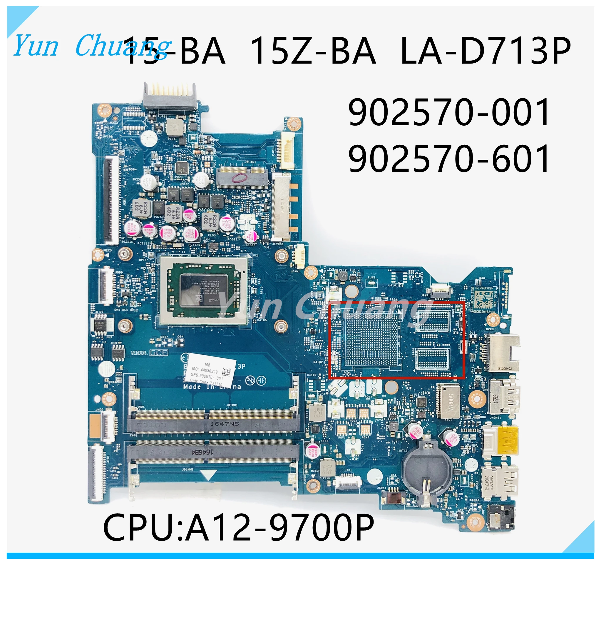 Материнская плата для ноутбука HP 15-BA 15Z-BA 902570 601-001 полностью протестированная -