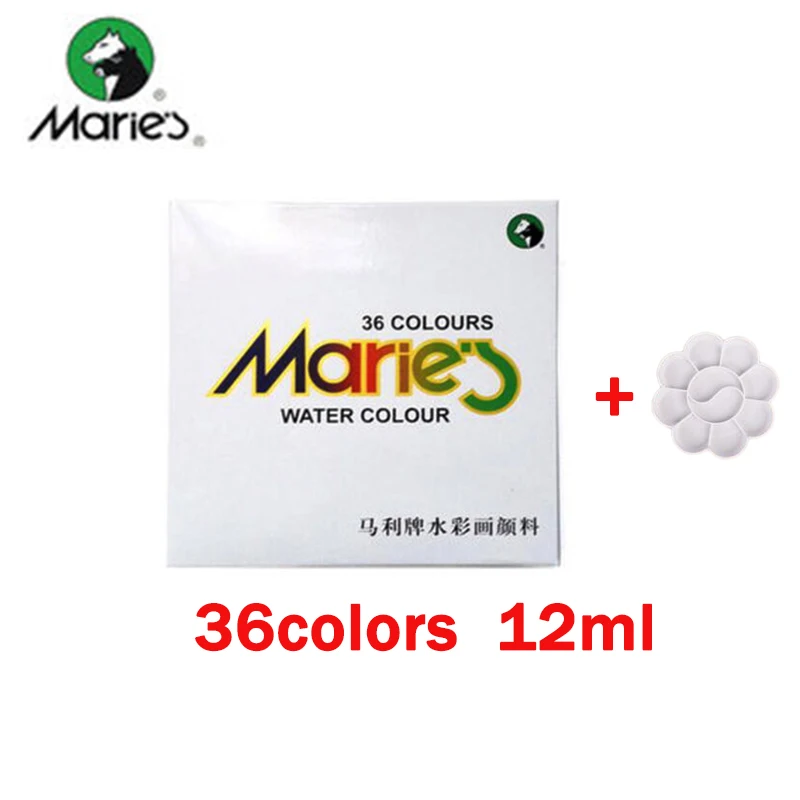12ml-1343-36colors Надписью «Marie» акварельные краски в наборе 12/18/24/36 Цвета косметика парфюмерия диспенсер 5 мл/12 мл трубка Прозрачная Тонкая безопасные нетоксичные воды Краски ing пигменты для детей - Цвет: 12ml-1343-36colors