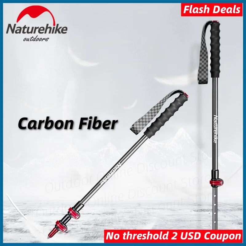 

Naturehike Carbon Fiber Trekking Poles Walking Sticks Ultralight Folding Foldable Collapsible Hiking Sticks Trail Running Poles