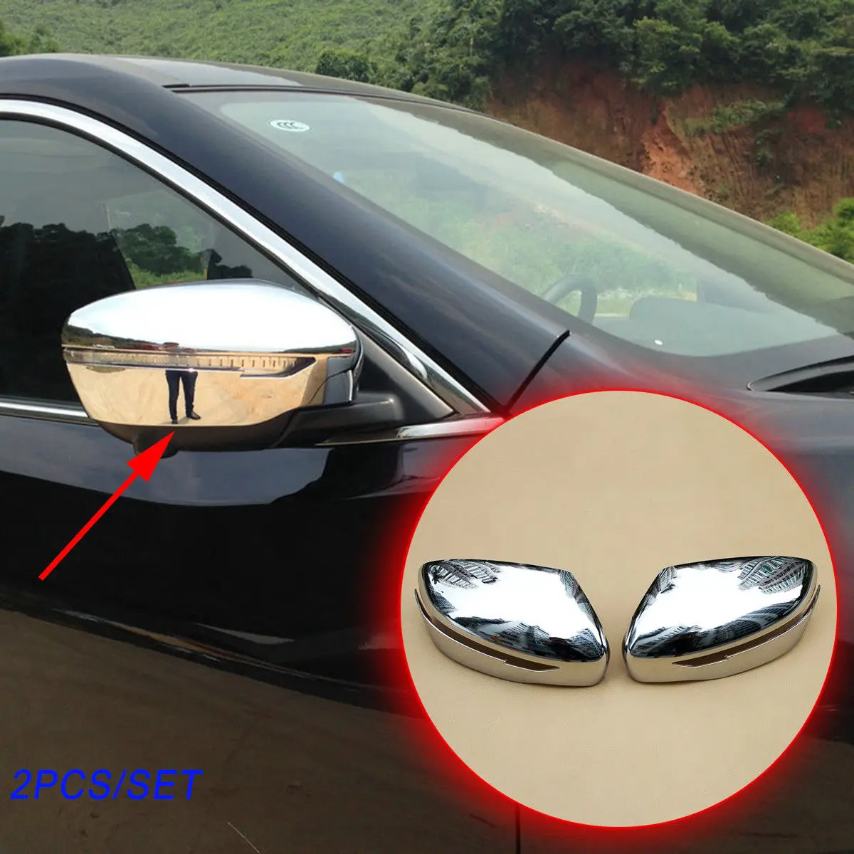 

2pcs ABS Chrome Rear View Side Mirror Cover Trim Fit For X-Trail Rogue 2014 2015 2016 2017 2018 Accessories