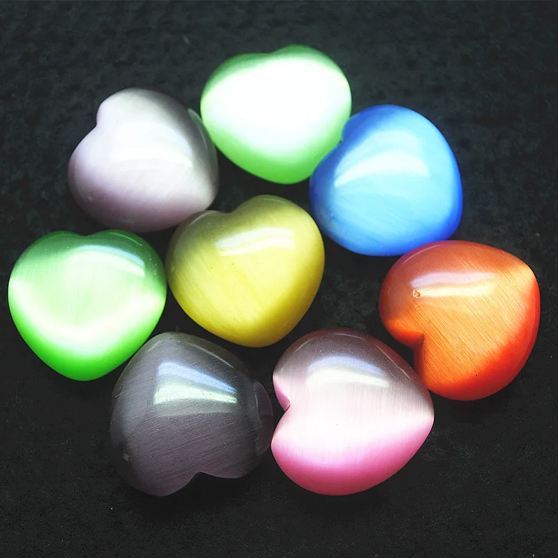 4 шт. натуральный кошачий глаз стеклянные бусины в форме сердца 30 мм смешанные