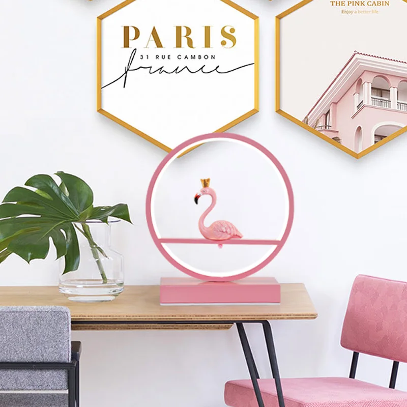 Романтическая Настольная лампа с фламинго настольный светильник лебедем