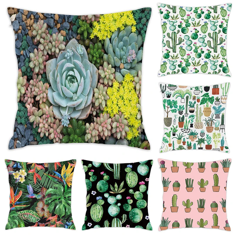 

[Douladou] Tropical Plants Pillow Case Polyester Decorative Pillowcase Mexico Throw Pillow Case Kussensloop Almohada 45x45CM