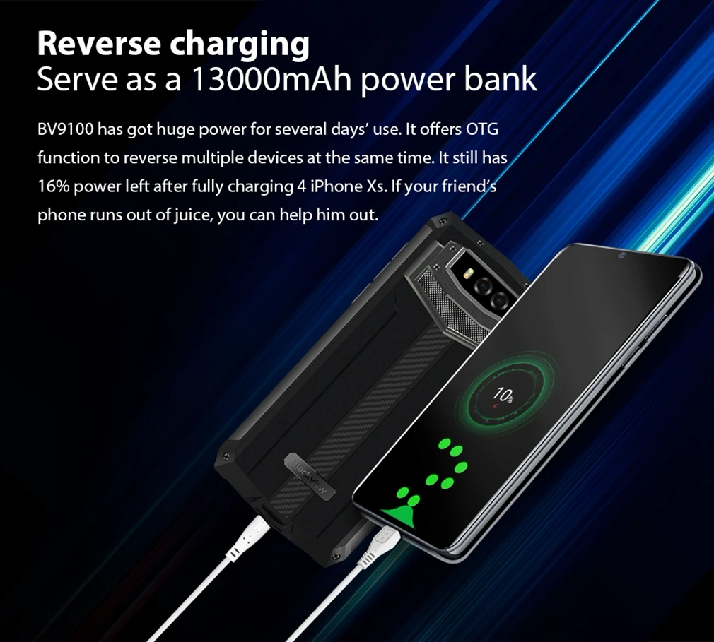 Blackview BV9100 4 Гб+ 64 Гб IP68 водонепроницаемый мобильный телефон 6," Android 9,0 13000 мАч MTK6765 Восьмиядерный NFC 16,0 Мп прочный смартфон