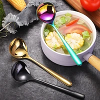 20 x 5 7cm korean long handle thicken soup spoon 304 stainless steel family soup scoop hotel home tableware kitchen accessories