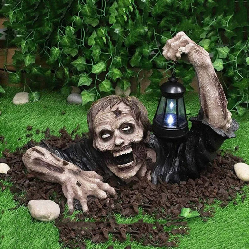 

Halloween Miniature Resin Zombie lantern Figurines artificial Ghost decorative statue garden sculpture decoration yard Ornaments