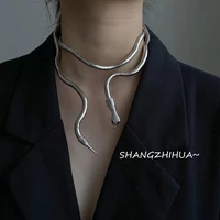 shangzhihua 2021 new punk hip hop metal adjust at will gold color snake multi function necklace for women holiday party jewelry