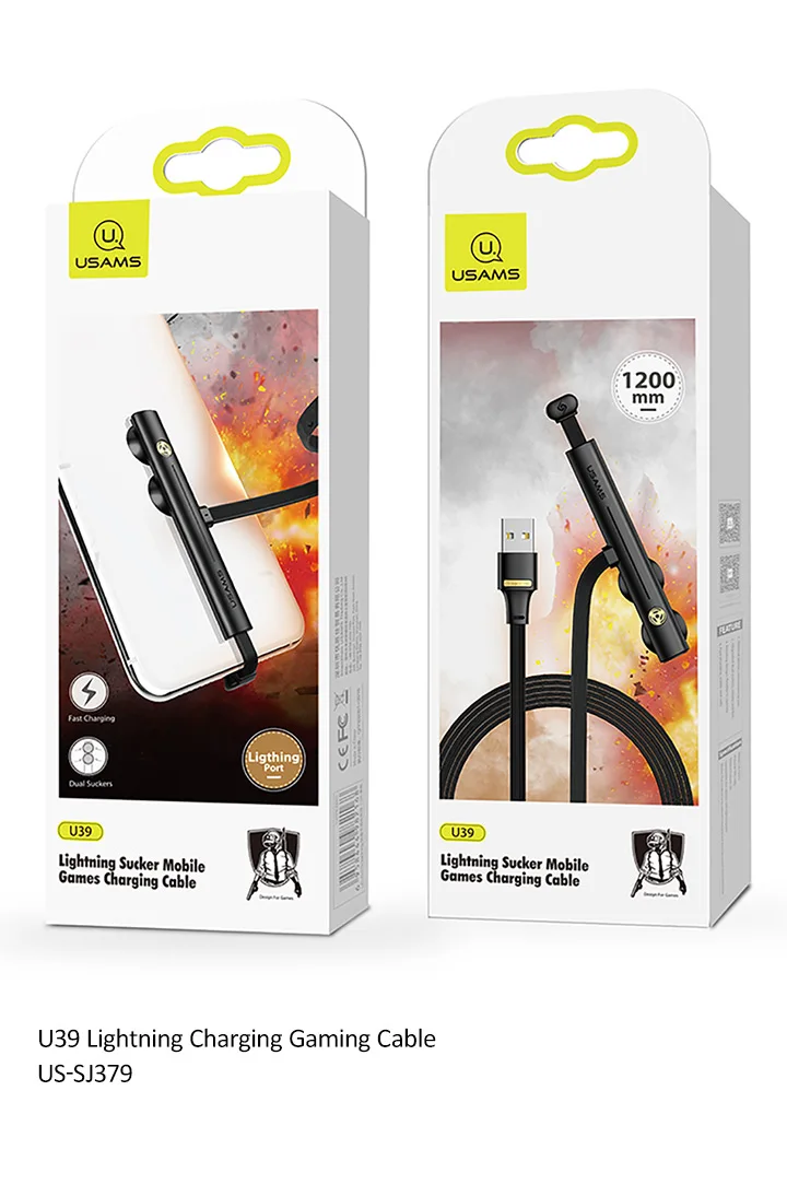 Кабель USAMS type-C 5V-2A для быстрой зарядки USB C, игровой usb-кабель, 180 градусов, быстрая зарядка для iPhone samsung S9 S8