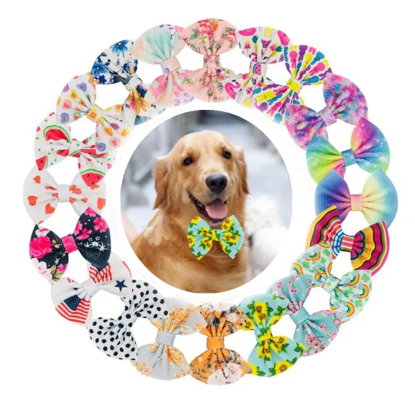 30/50pcs Dog Collars with Slidable Dog Bow Tie Charm Style Bowties Pet Dog Collar Decoration Accessories for Small Middle Dog