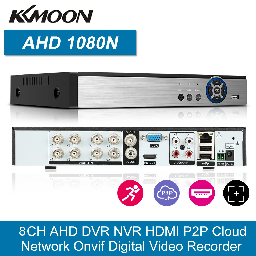 Цифровой видеорегистратор XMeye 5 в 1 8 каналов 1080N DVR CCTV с Wi Fi 3G Onvif Cloud P2P H.264 для AHD ip