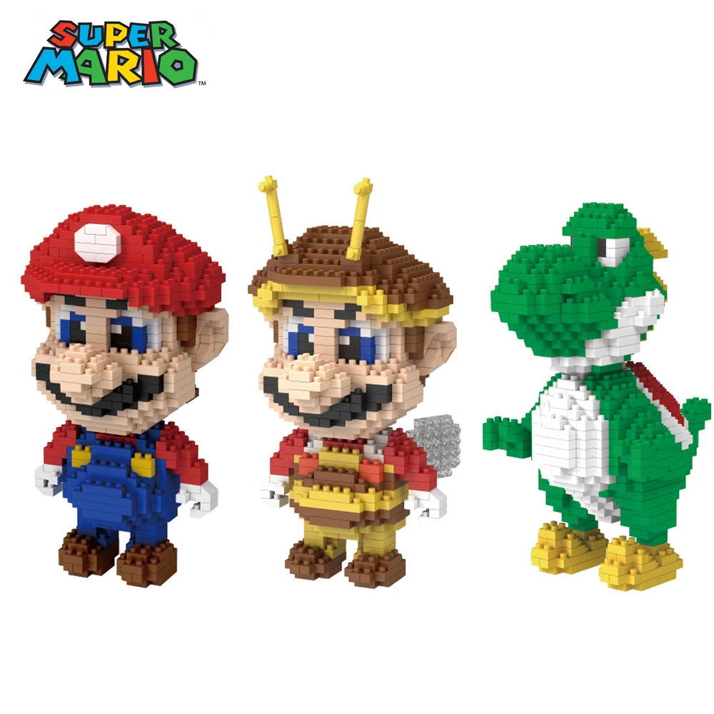 

500+Pcs Super Mario Mini Blocks Micro Building Block Yoshi Mario Bross Luigi Mario Bros Goomba Piranha plant Toys For Children