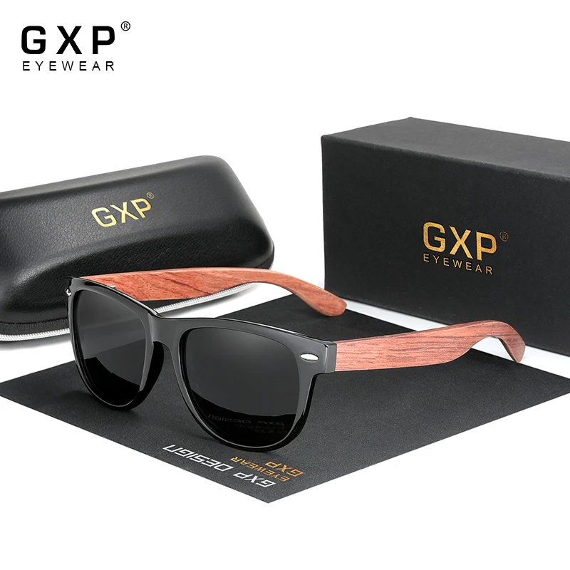 GXP New Black Bubinga Sunglasses Wood Polarized Men Sun Glasses Men UV400 Protection Eyewear Wooden Original Accessorie barcur black walnut sunglasses wood polarized sunglasses men glasses men uv400 protection eyewear wooden original box
