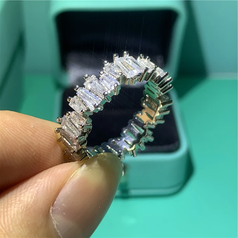Кольцо Eternity promise Радужное AAAAA cz 925 пробы серебро роскошные вечерние Обручальные кольца для мужчин и женщин bijoux подарок - Цвет основного камня: style 1