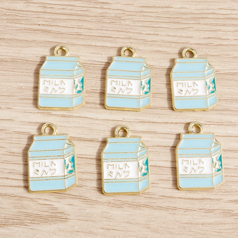 

10pcs 12*18mm Cute Enamel Drink Milk Charms for Making Pendants Necklaces Earrings Keychain DIY Handmade Jewelry Crafts Findings