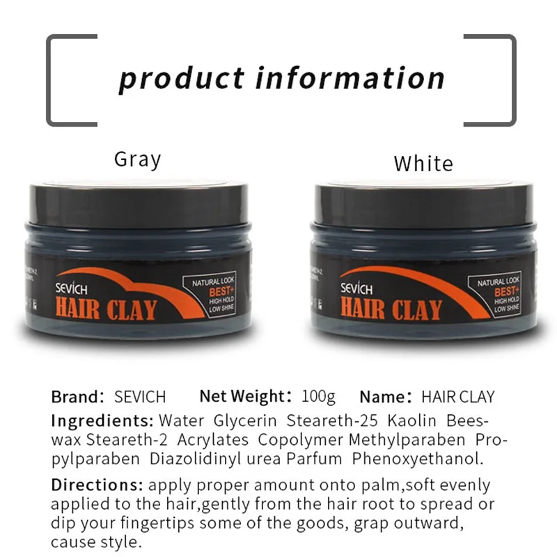 Sevich глина для укладки волос сильного удержания мужчин повседневный стиль