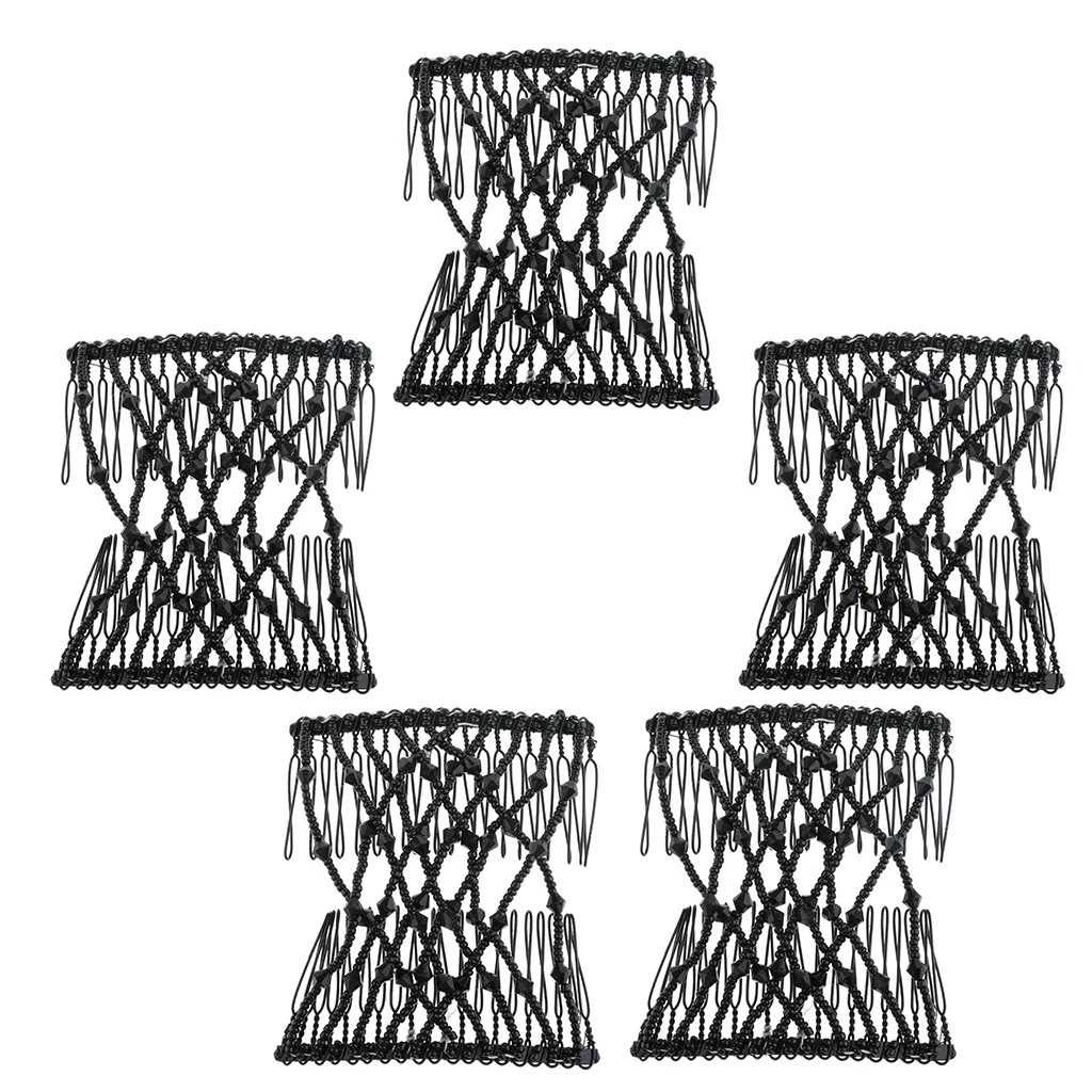 5 шт. черная растягивающаяся заколка для волос с цветами бантом стеклянные