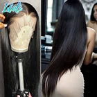 Парик Remy из натуральных волос, прямые волосы на сетке спереди, для черных женщин, прозрачный, 13x4, бразильский