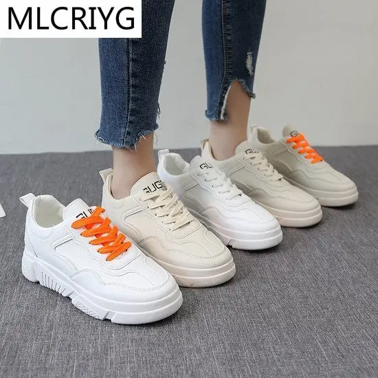 

New 2021 Fashion Woman High Platform Sneakers Spring Female Shoes Black White Sneakers Breathable Zapatos Casual Mujer Size
