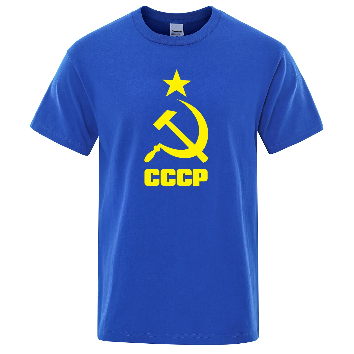 Мужская футболка, лето, CCCP, русские футболки для мужчин, для СССР, Советского Союза, Мужская футболка с коротким рукавом, футболки для мужчин, футболки из хлопка с круглым вырезом - Цвет: blue 6