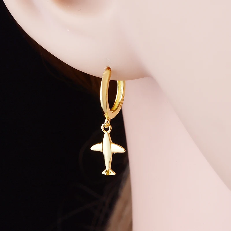 FC ювелирное изделие подлинное серебро 925 пробы 3D золотой цвет самолет обруч