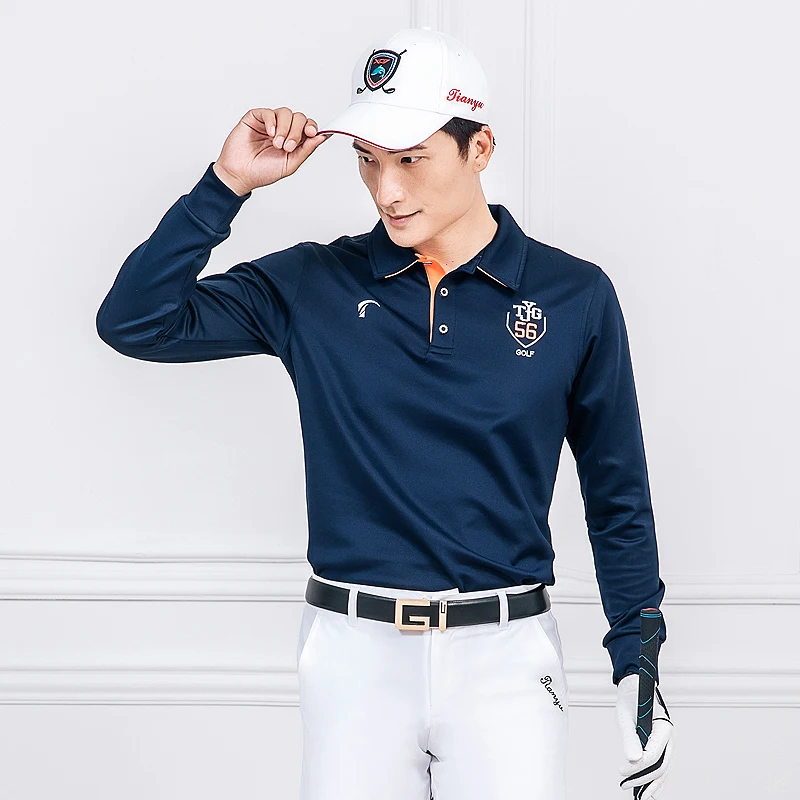 Рубашка для гольфа на осень и зиму Мужская быстросохнущая футболка с длинными