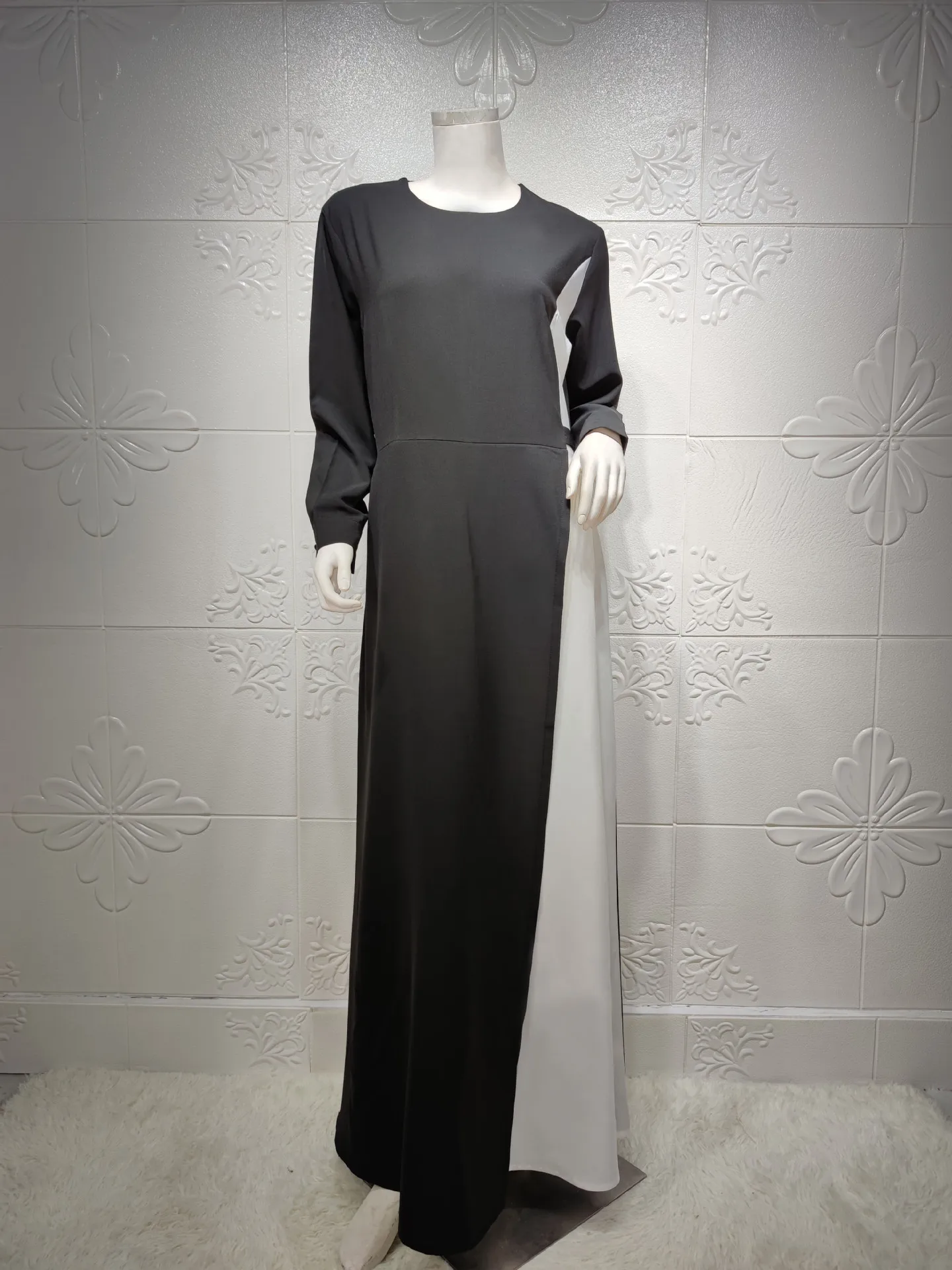 Women's Evening Dress African Mid East Women Long Dress Plus Size Casual Muslim Long Sleeve Robe Black White Large Loose Abaya