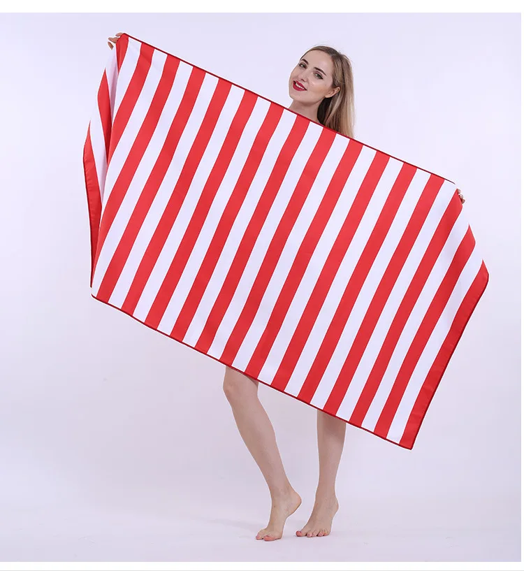 

Outdoor Beach Swimming Bath Towel Striped Beach Towel Microfiber Quick-drying Lightweight Soft Chair Cover Bath Blanket 160x80cm
