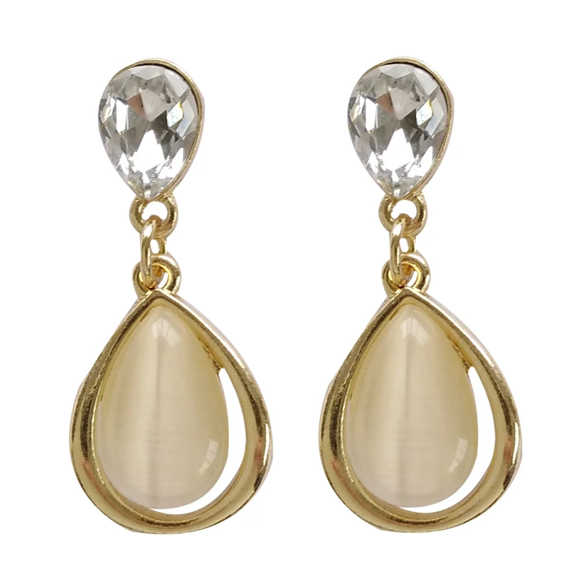 

French super fairy cat's eye earrings simple drop-shaped earrings beautiful Han Fan ladies ear jewelry 1456