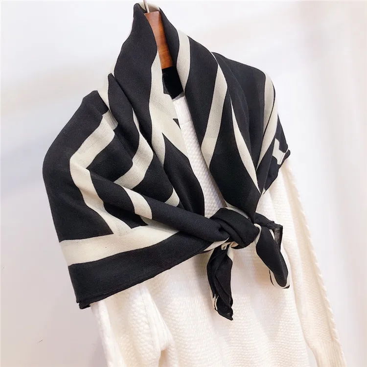 

Spring summer 2020 Europe America Cotton hemp sun protection beach scarf geometric letter printing beach towel women Shawl Scarf