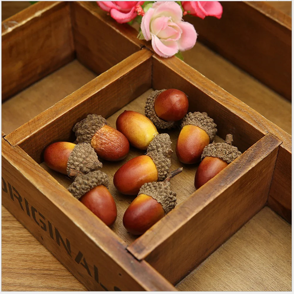 

50pcs Artificial Lifelike Small Acorn Photo Props False Nuts Home Kitchen Decor Light Color Acorn Ornaments Artificial Nuts