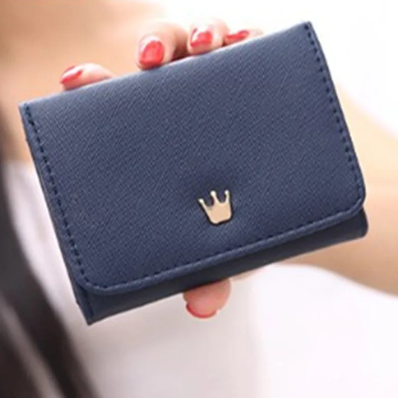 Женский кошелек складной из искусственной кожи с короной дизайнерский короткий