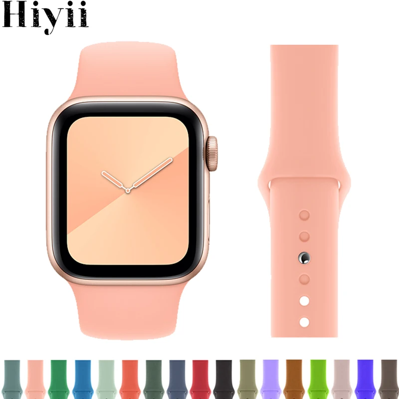 

Fashion Strap for apple watch 6 band iwatch series 6 se 5 4 3 2 38mm 42 mm Silicone woman bracelet correa apple watch 44mm 40mm