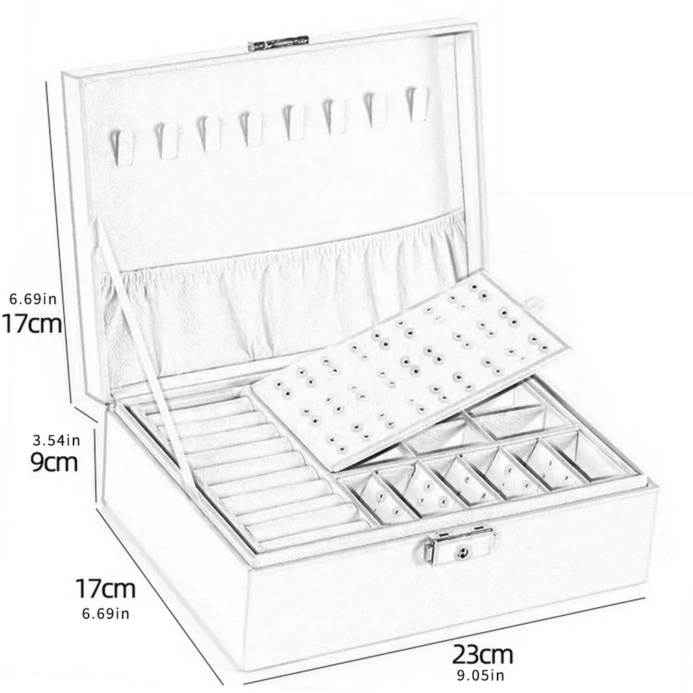 

Household Double-deck Pu Leather Box Delicate Jewelry Ring Display Multifunctional Jewelry Storage Box