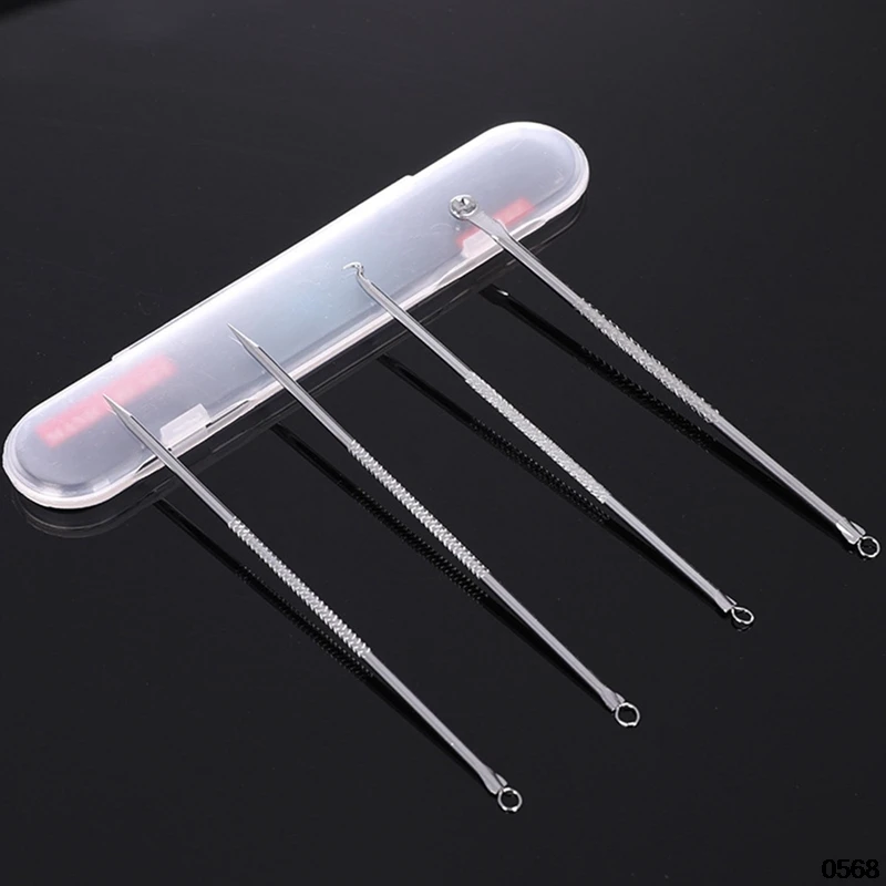 

4 Pcs/Set Stainless Steel Blackhead Removal Kit Acne Blemish Pimple Extractor Remover Needles Cosmetic Face Cleaning Tools