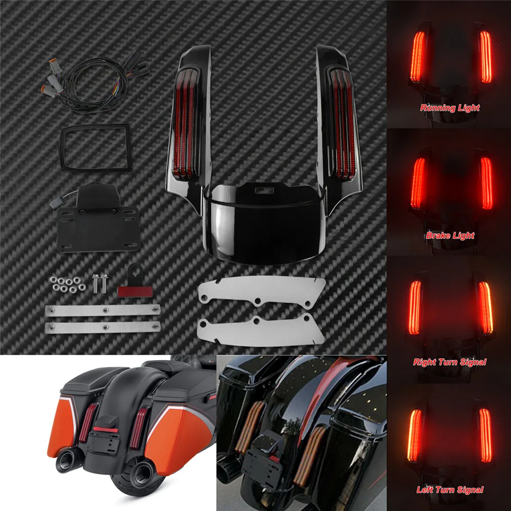 

Мотоциклетный светодиодный удлинитель заднего крыла для Harley Touring Street Glide Road Glide FLHX FLTRX Ultra Limited FLHTK FLHR 09-23