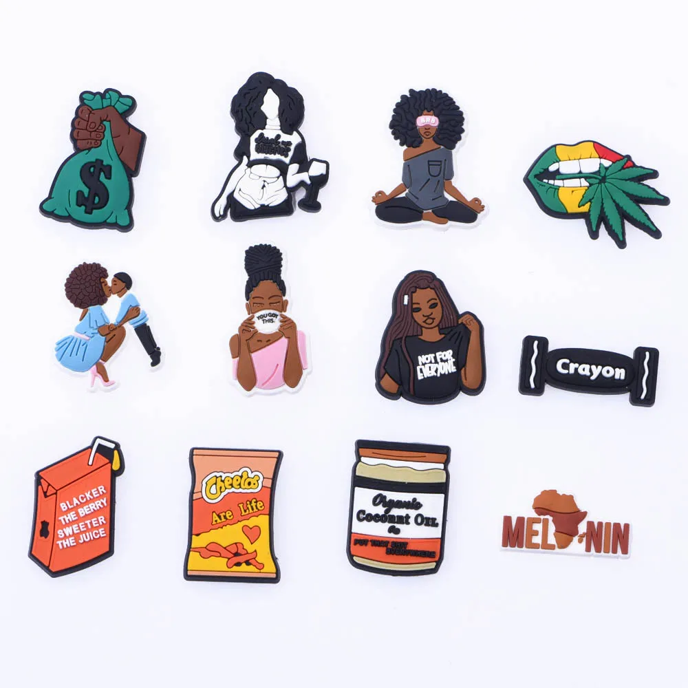 

black girl magic charm with blm i cannot breath series product for shoe decoration