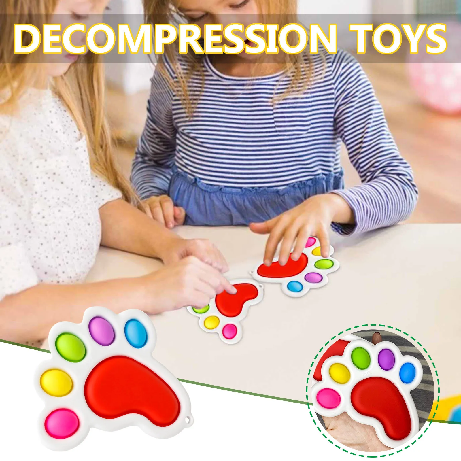 

2021 New Push Pop Pop Bubble Sensory Fidget Toys Silicone Stress Reliever Toy Squeeze Toy Fidget Toy Anti Stress Toy 2pc