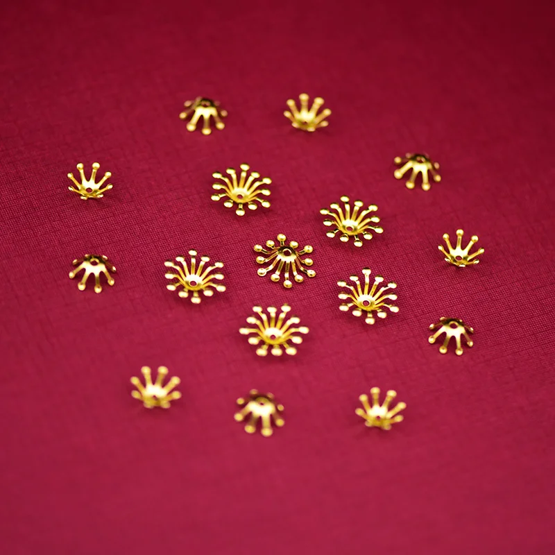 5Pcs 10mm 13mm Metal Flower Bead Caps Diy Hand Made Jewelry Accessories Brass Stamping Filigree DIY Jewel  Дом и