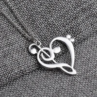 lucky love heart singer logo hollow zircon music symbol pendant necklace love woman mother girl gift wedding blessing jewelry