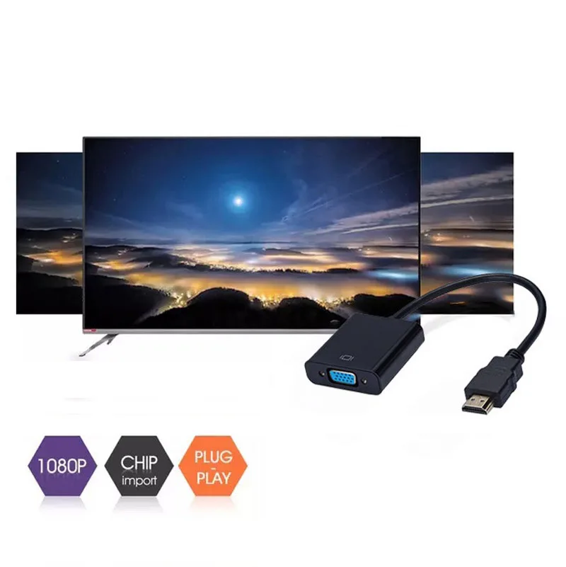 Переходник HDMI/VGA штекер-гнездо 1080P для ПК ТВ-приставки | Электроника