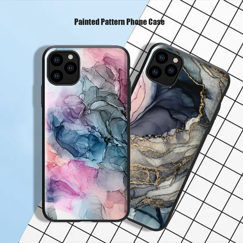 

Watercolor Marble Pattern Case for iPhone 11 Soft TPU Ink Painted Case for iPhone 12 Pro XR 7 8 6 6S Plus X XS Max SE 2020 Shell
