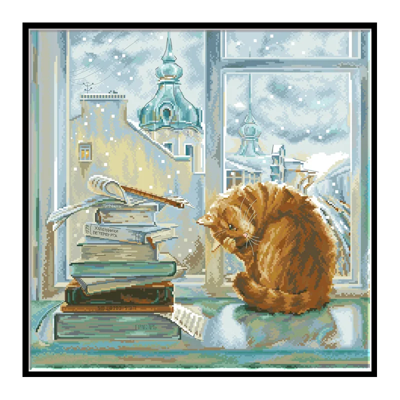 

Узоры для вышивки крестиком ранняя зима утренняя вышивка наборы с принтом на холсте 11CT 14CT для рукоделия домашний декор