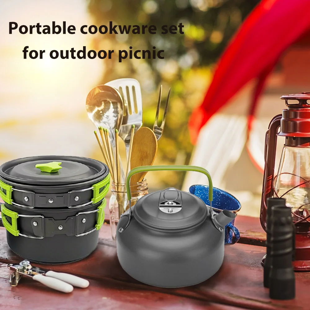 

Outdoor 1 Set Camping Cookware Mess Kit with Mini Stove Cooking Equipment Backpacking Hiking Picnic Camping Cooking Set