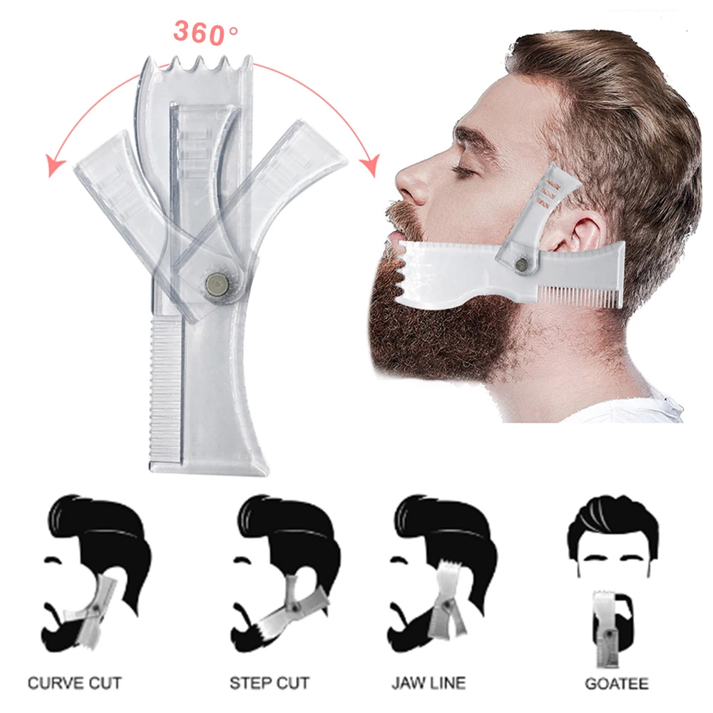 

5 In 1 Men Beard Shaping Styling Template Comb Rotatable Men's Beards Combs Beauty Tool for Hair Beard Trimming Moustache Comb